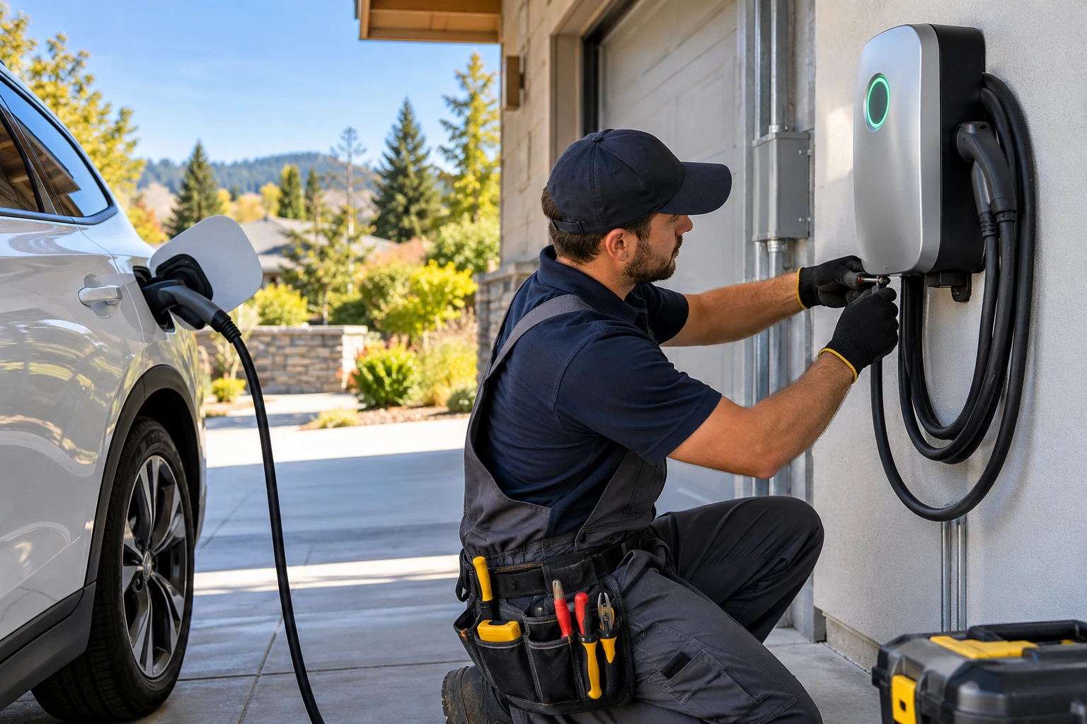 Wiring high-gauge copper conductors in metal conduit for 48A continuous duty EV charger